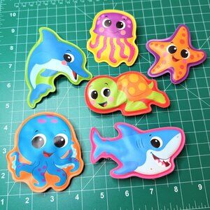 Phidal Ocean Animal Puffy Bath Toys Lot of 6 Suction Cup Tub Wall Toys Sea Life